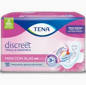 TOALLAS TENA DISCREET MINI ALAS 10 UND