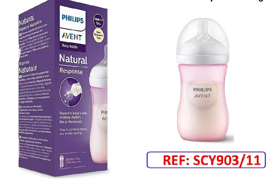 BIBERON ANTICOLICO 9 OZ AVENT NATURAL SCY 903/11 ROSADO 