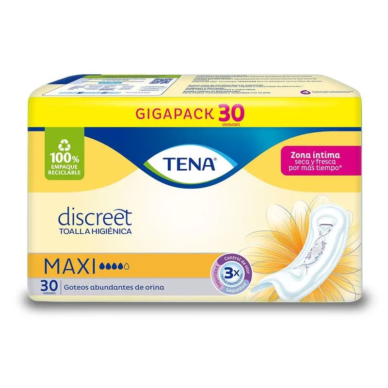 TOALLAS TENA DISCREET MAXI 30 UND