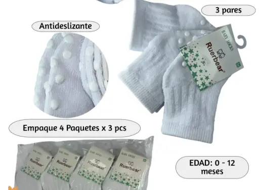 [2325] MEDIAS 3 PARES RUERBEAR MF MD-1 BLANCAS ANTIDESLISANTE 