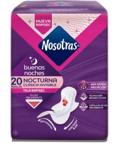 [720486] TOALLAS HIGIENICAS NOSOTRAS BUENAS NOCHES 20 UN TELA RAPIGEL